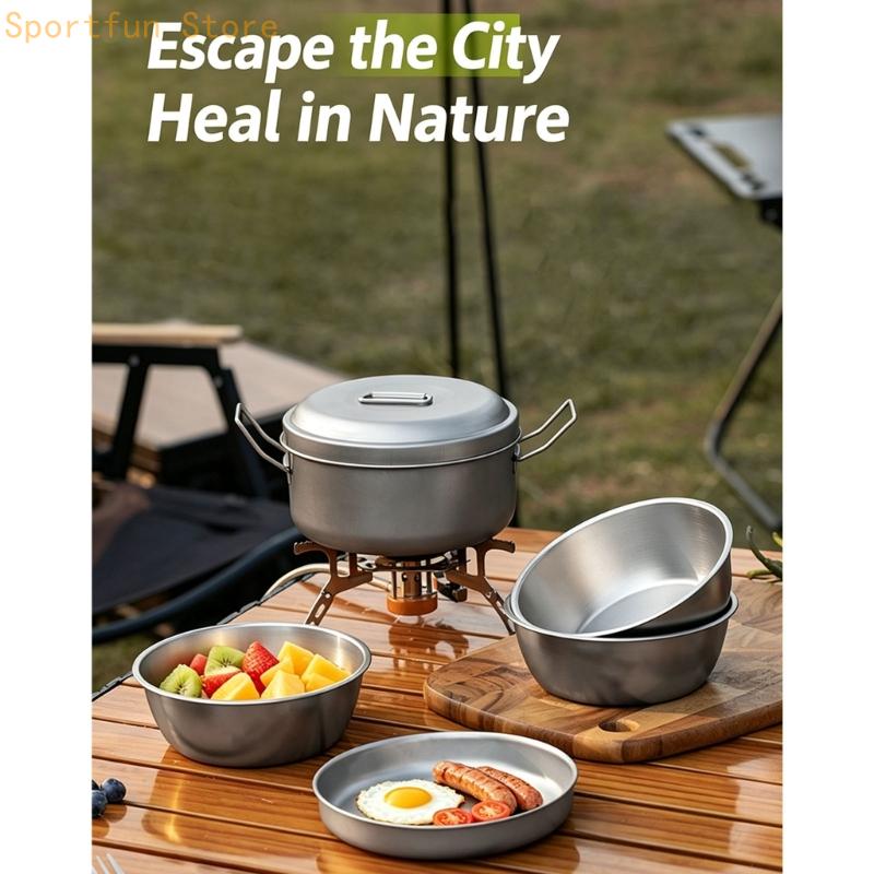 Camping Cooking Dining Set - مجموعة أواني طهي وجبة التخييم مع