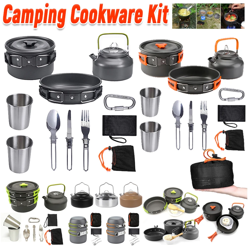 Camping Hiking Cooking - طقم أدوات طهي للتخييم، غلاية ووعاء