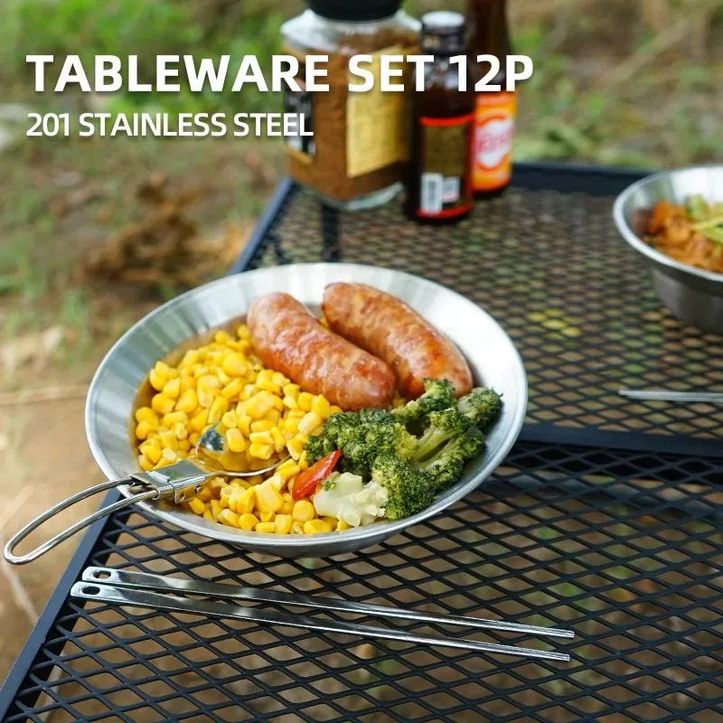 طقم أدوات مائدة محمول للاستخدا - مراجعة Camping Cooking Dining Set وسعره