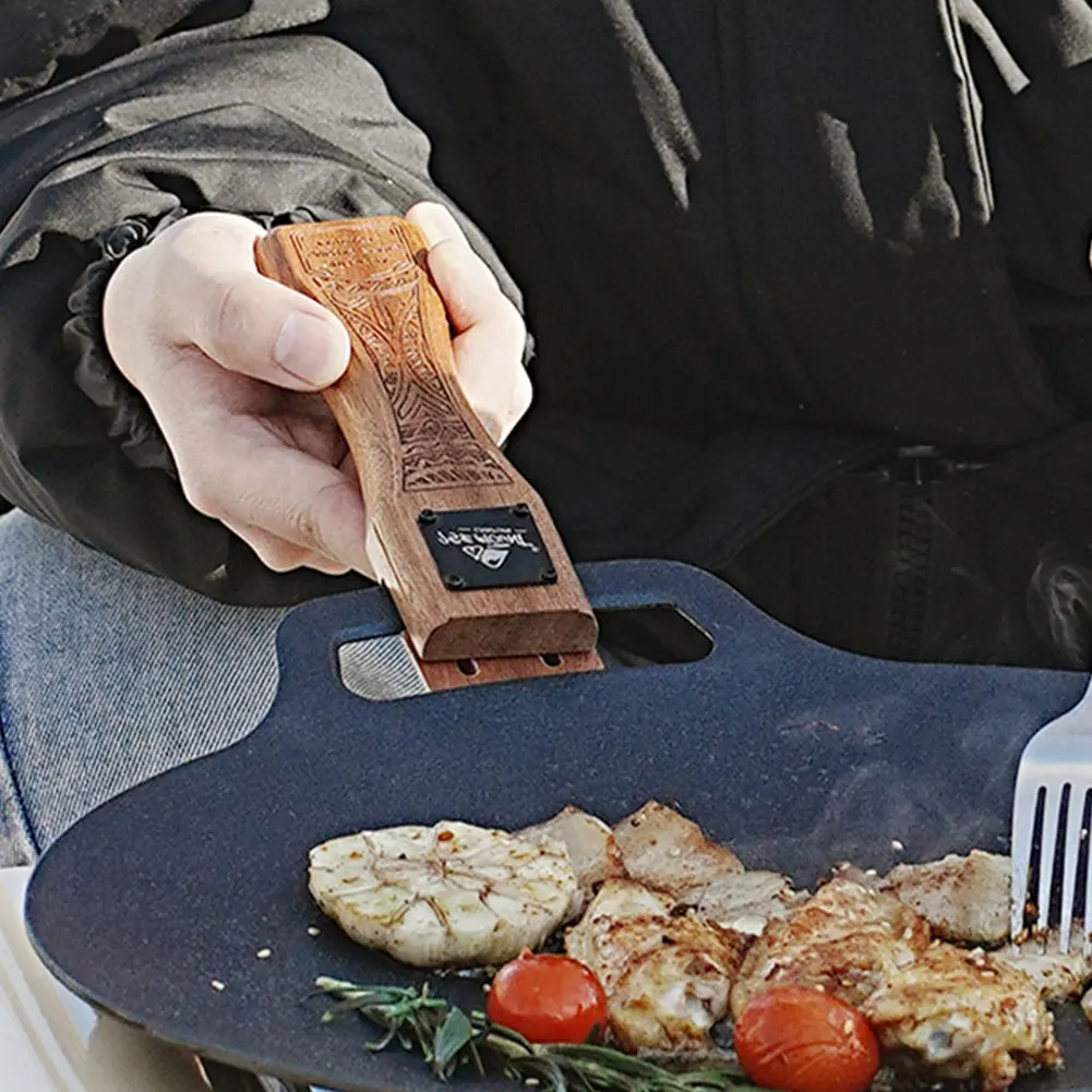 مقلاة شواء خشبية طبيعية للاستخ - مراجعة Camping Hiking Cooking وسعره