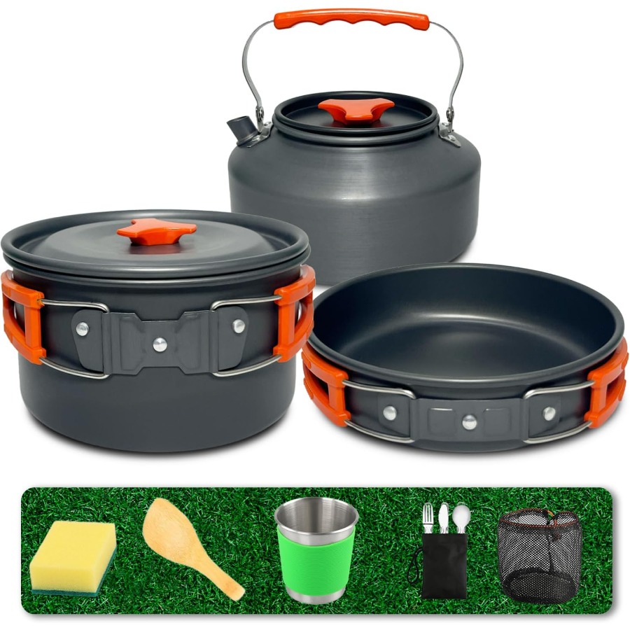 طقم أواني طهي للتخييم: قدر غير - مراجعة Camping Hiking Cooking وسعره