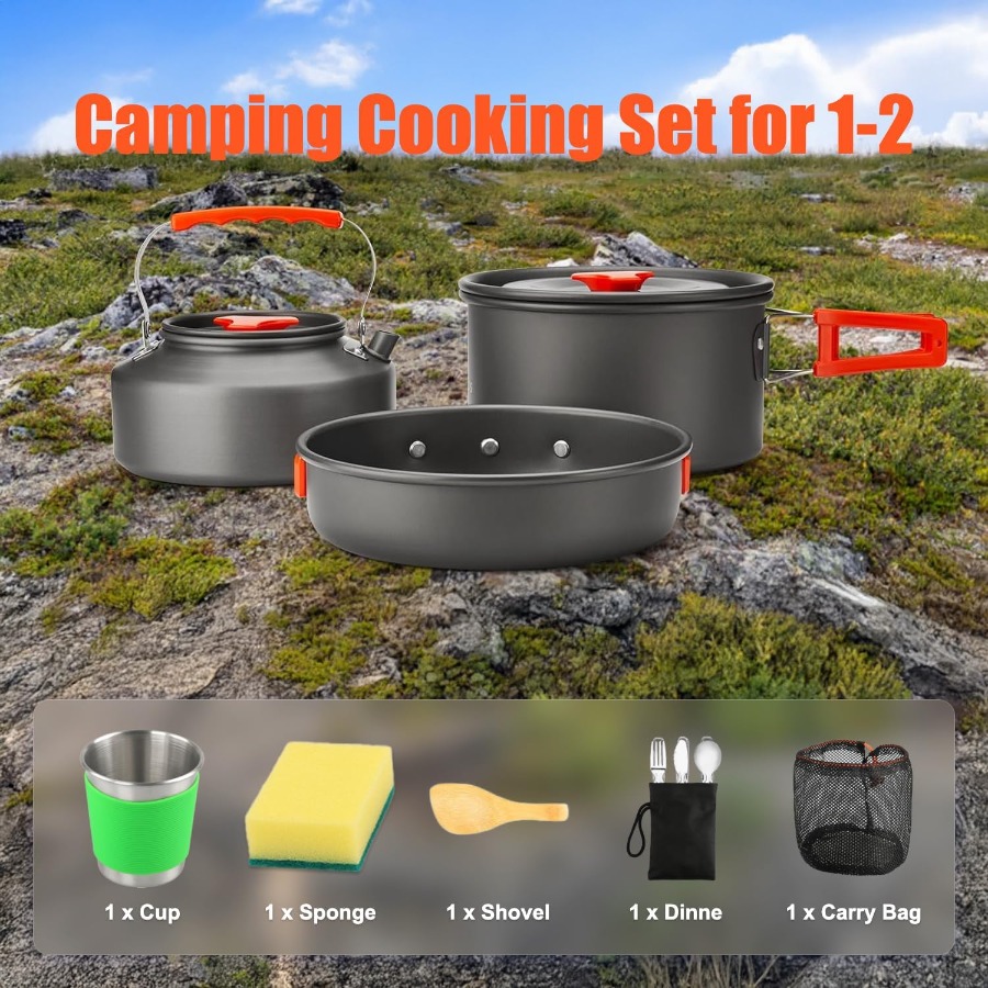 طقم أواني طهي للتخييم: قدر غير - مراجعة Camping Hiking Cooking وسعره